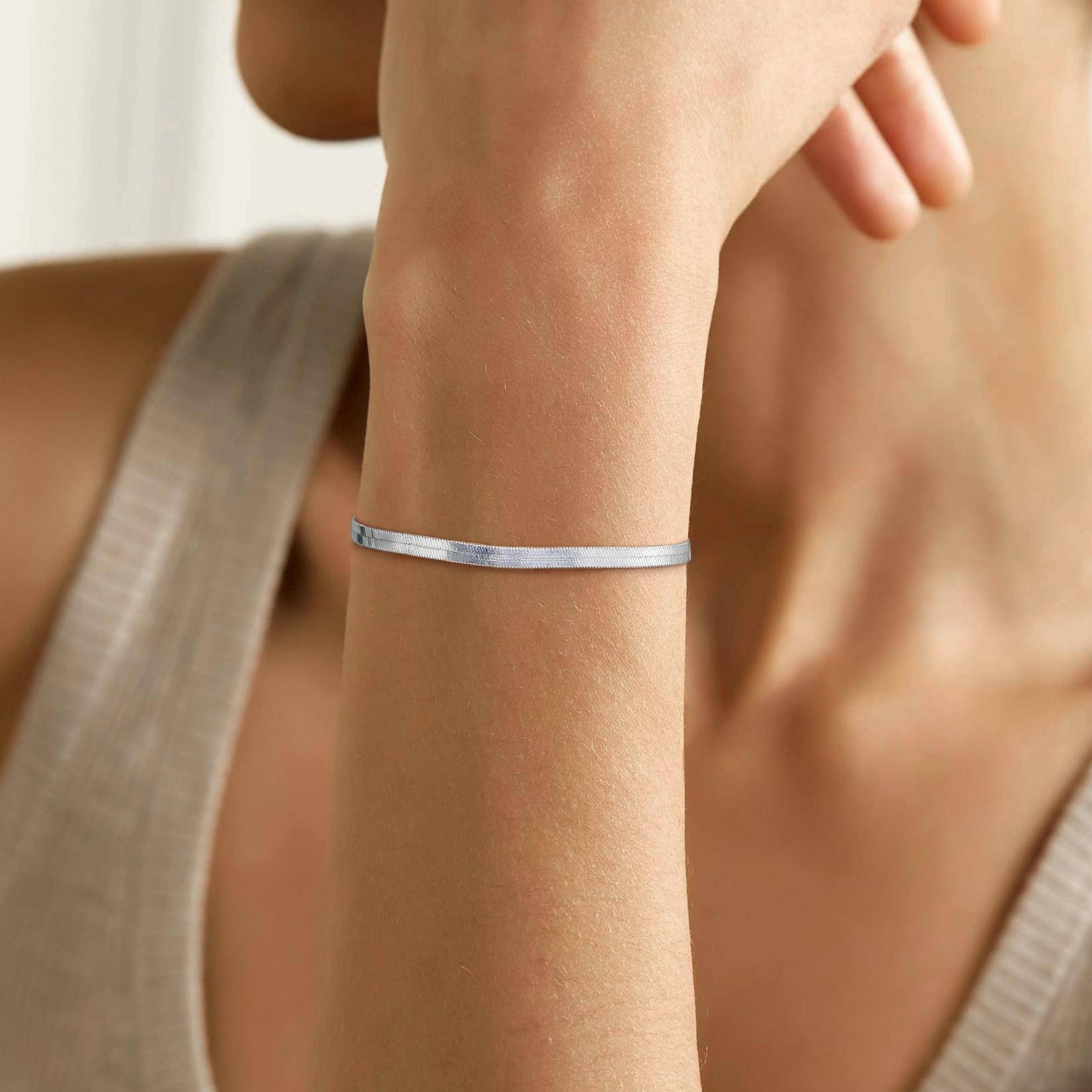 Bracelet Serpent Plat en Argent Sterling 925 pour Copine