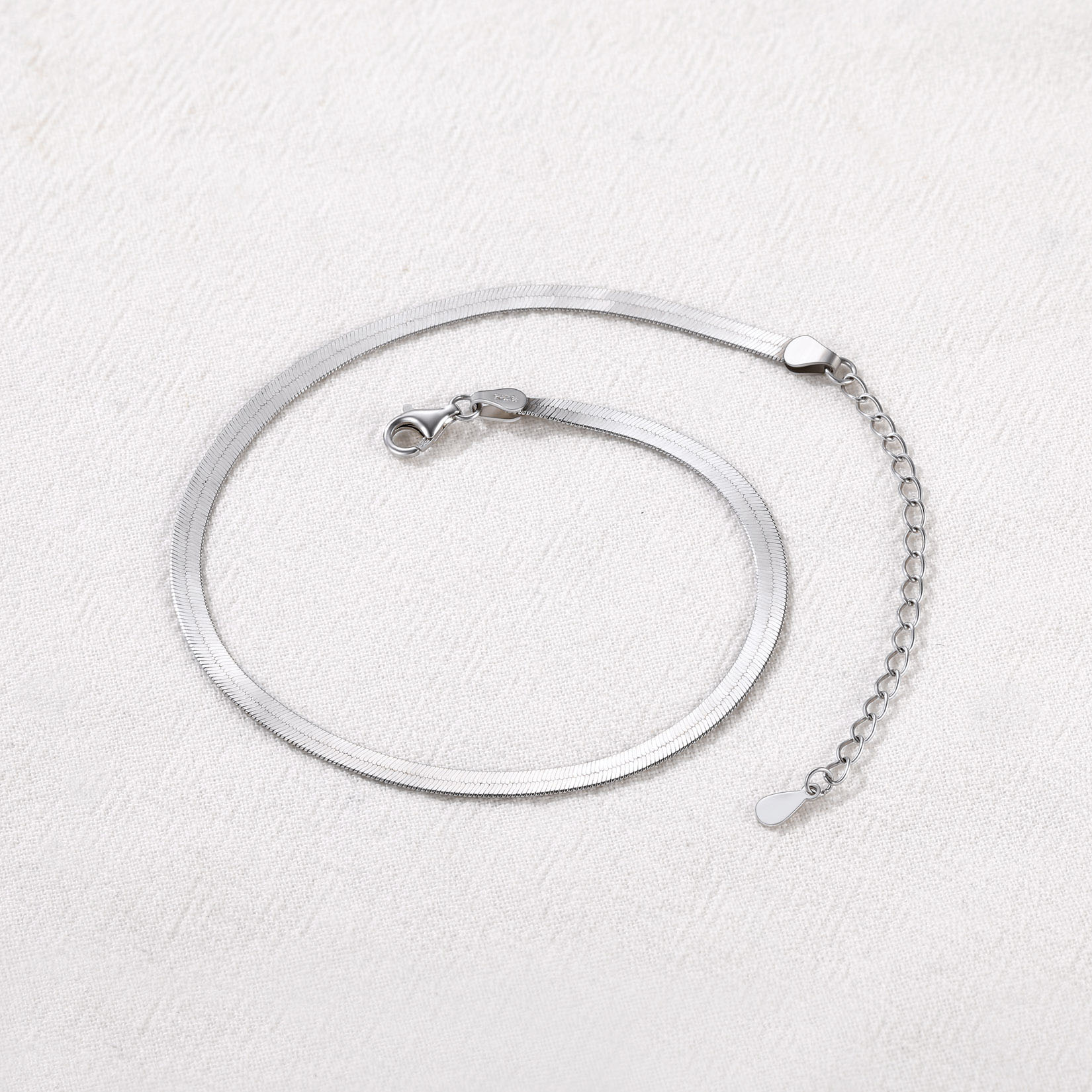 Bracelet Serpent Plat en Argent Sterling 925 pour Femme Argenté