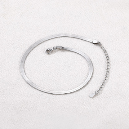 Bracelet Serpent Plat en Argent Sterling 925 pour Femme Argenté