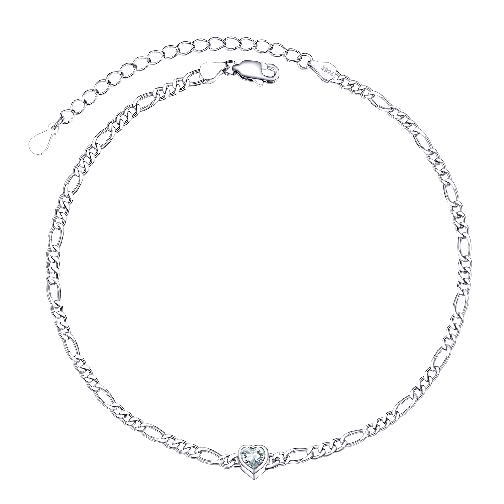 Bracelet Cheville Ajustable avec Pierre de Naissance en Argent Sterling