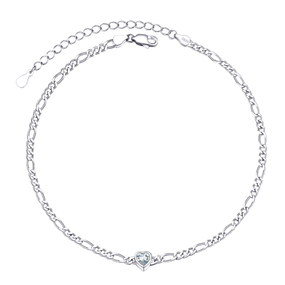 Bracelet Cheville Ajustable avec Pierre de Naissance en Argent Sterling