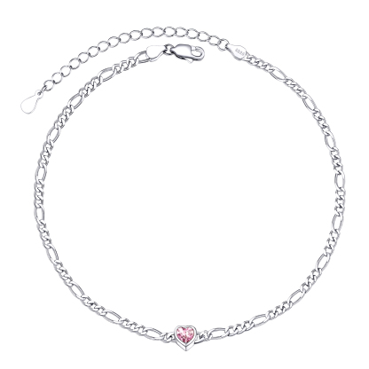 Bracelet Cheville Ajustable avec Pierre de Naissance en Argent Sterling
