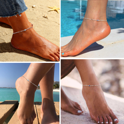 Bracelet Cheville Ajustable avec Pierre de Naissance en Argent Sterling modèle