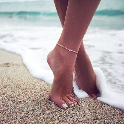 Bracelet Cheville coeur Ajustable avec Pierre de Naissance