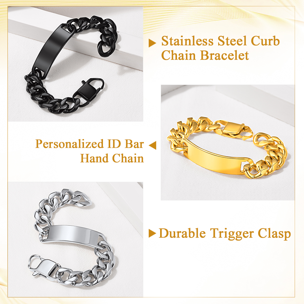 Bracelet Cuban Personnalisé avec Barre Gravée détail