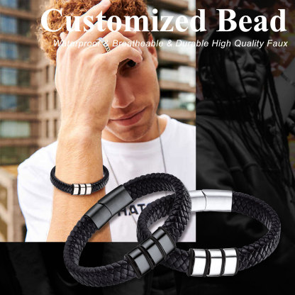 Bracelet Cuir Personnalisé avec Perles Gravées