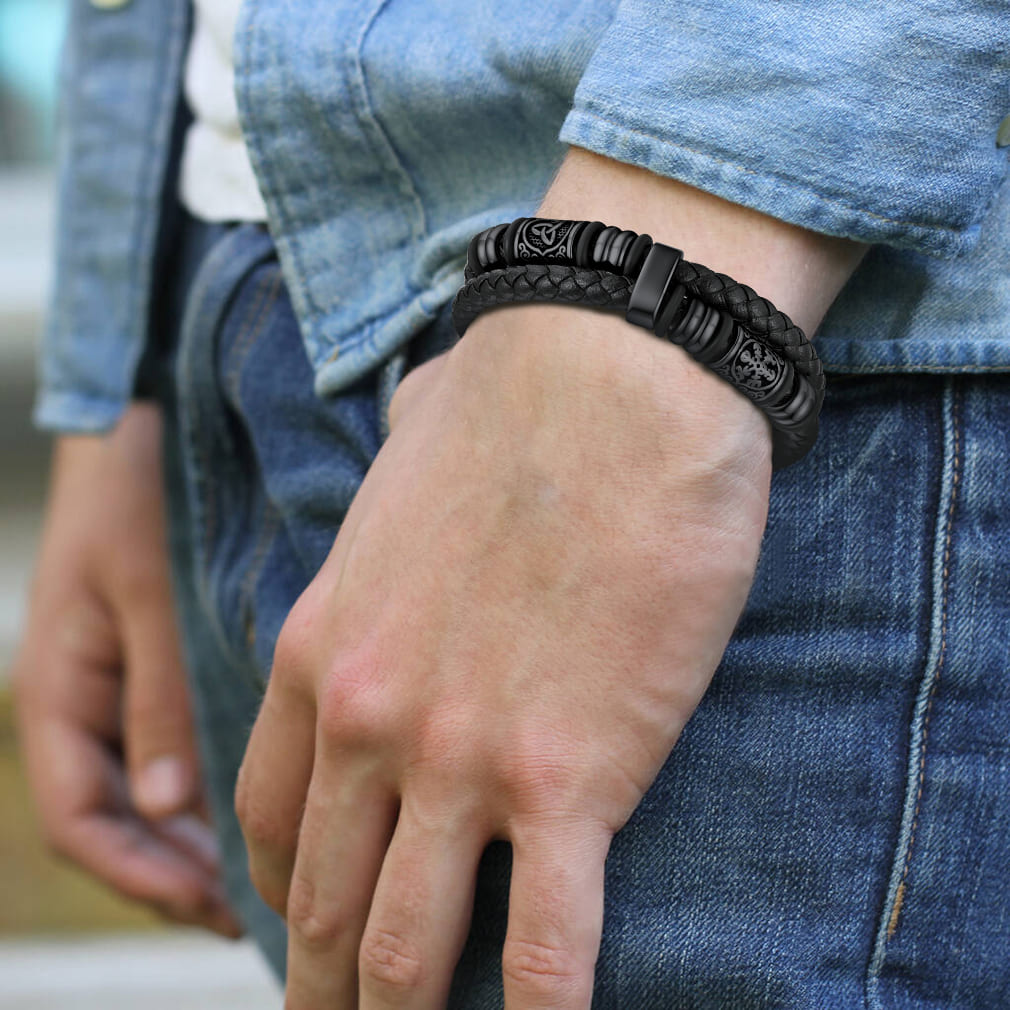 Bracelet Homme Cuir Tressé avec Nom