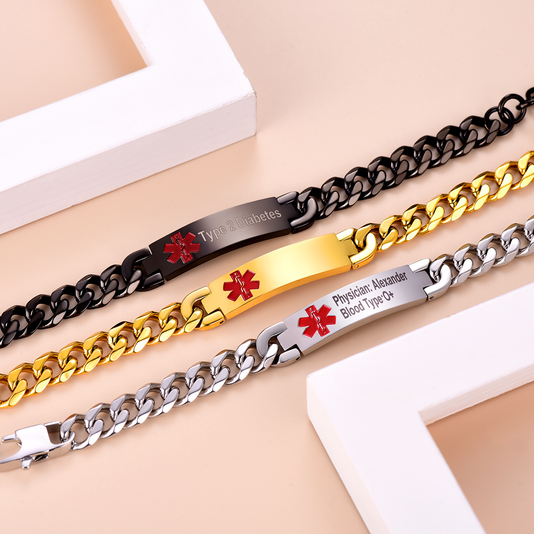 Vente Flash Bracelet Médical d'Urgence Gravure Personnalisable