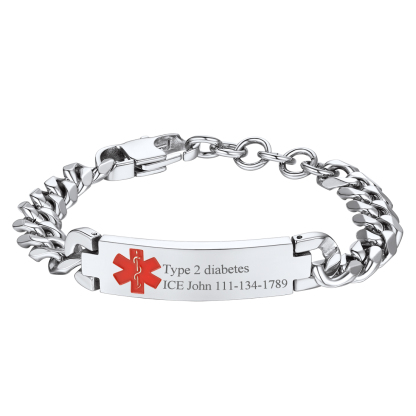 Vente Flash Bracelet Médical d'Urgence Gravure Personnalisable