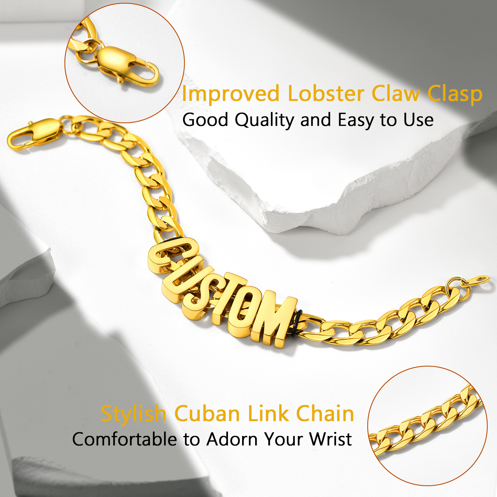 Bracelet Nom Cubain Personnalisé avec Prénom détail