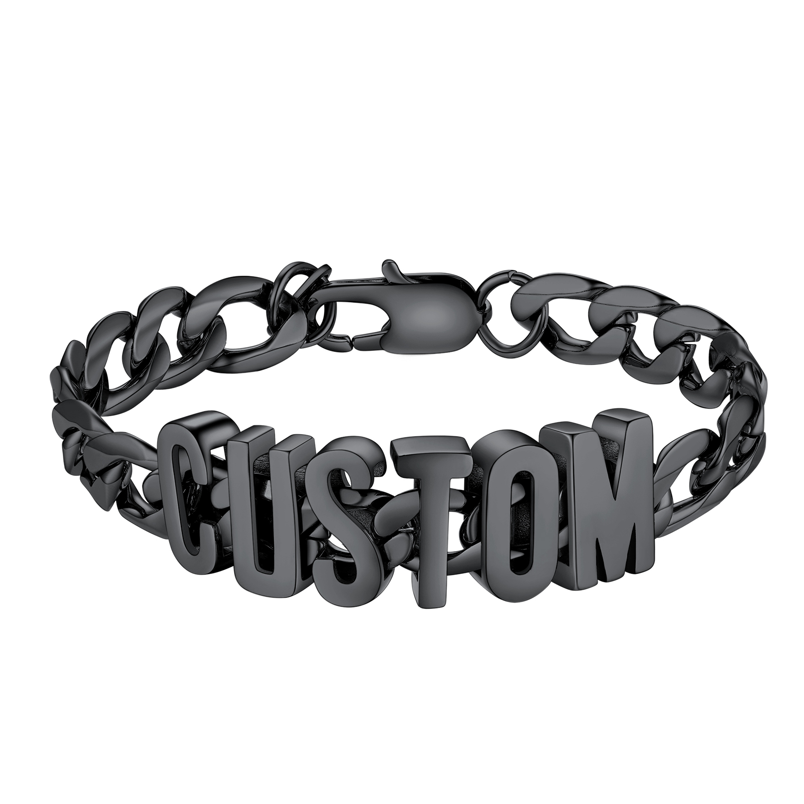 Bracelet Nom Chaîne Cubain noir