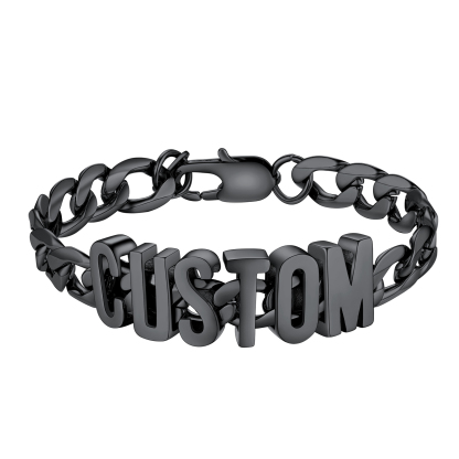Bracelet Nom Chaîne Cubain noir