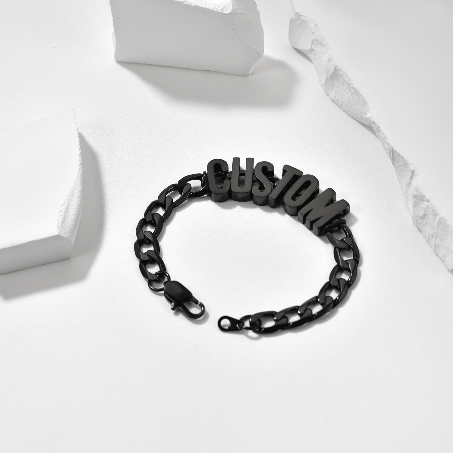 Bracelet Nom Chaîne Cubain Personnalisé noir