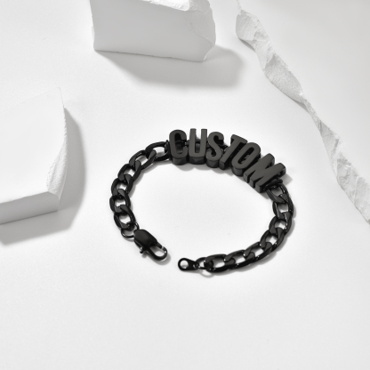 Bracelet Nom Chaîne Cubain Personnalisé noir