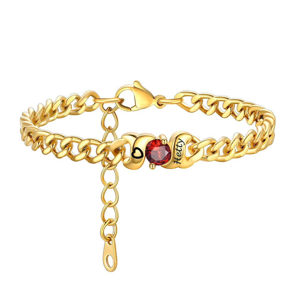 Bracelet Personnalisé avec Pierres de Naissance et Prénoms