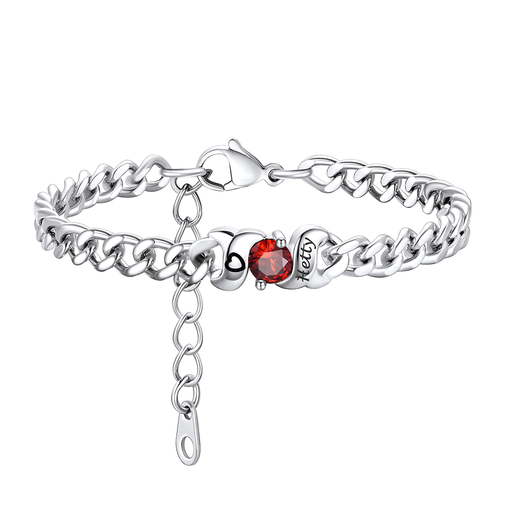 Bracelet Personnalisé avec Pierres de Naissance et Prénoms