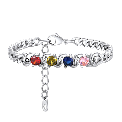 Bracelet Personnalisé avec Pierres de Naissance et Prénoms