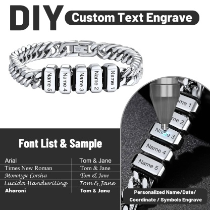 Bracelet  avec Perles Gravées et Chaîne Cubaine 