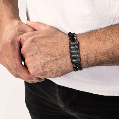 Bracelet Personnalisé avec Perles Gravées et Chaîne Cubaine 