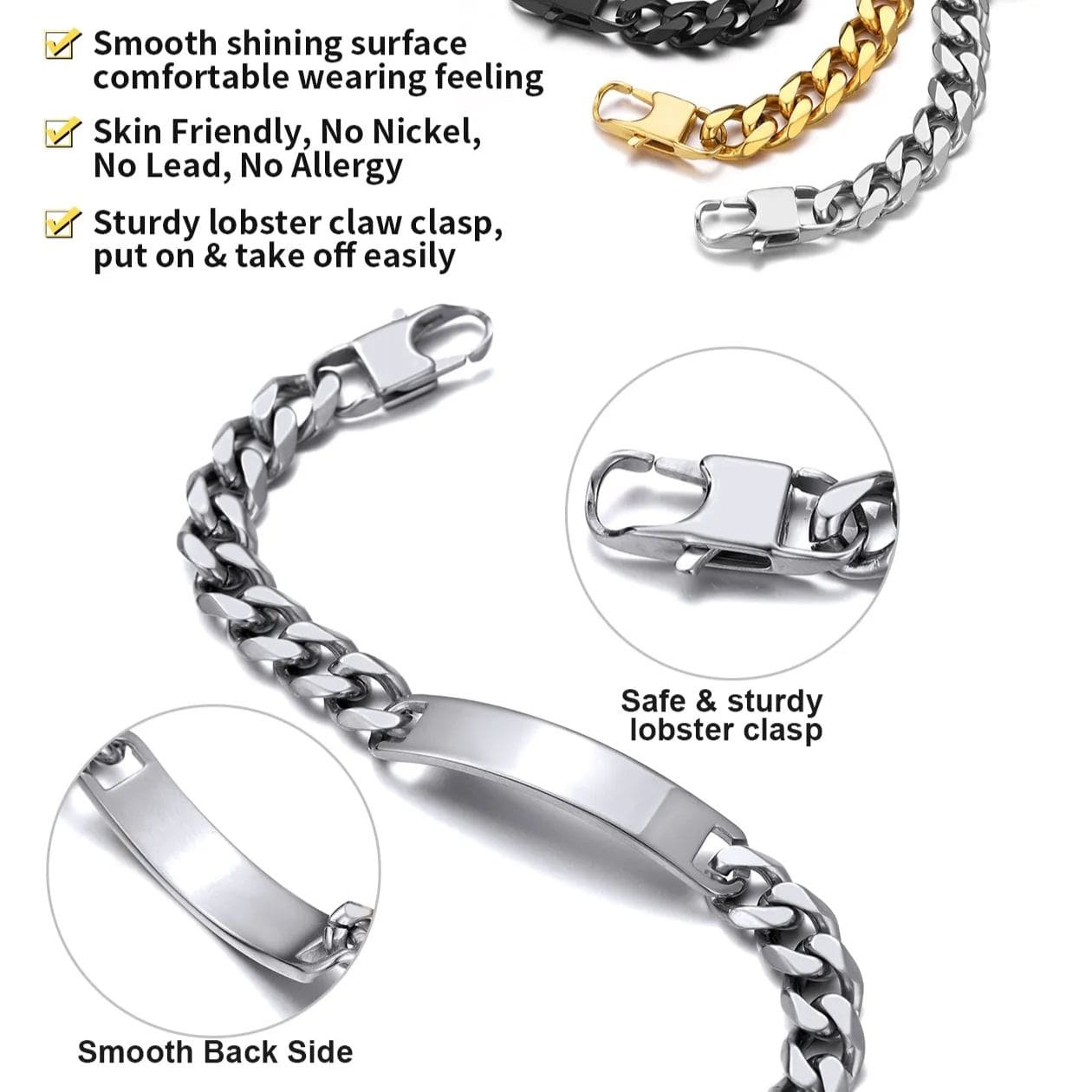 Bracelet Personnalisé en Chaîne Cuban détail