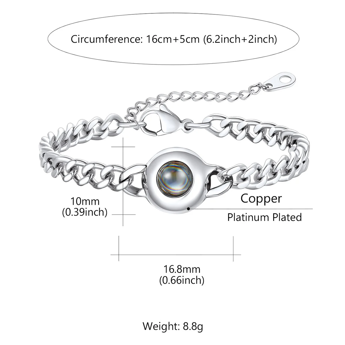 Bracelet Personnalisée avec Photo Projetée Taille