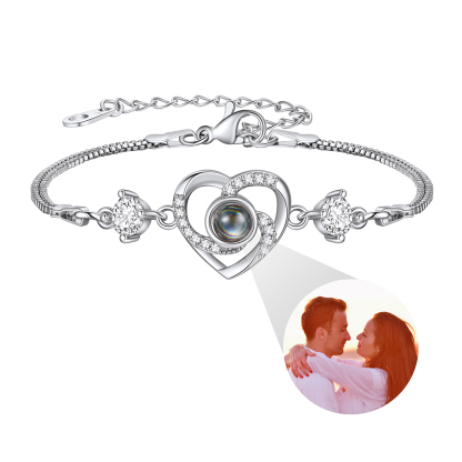 Bracelet Photo Projection Personnalisé en Cœur