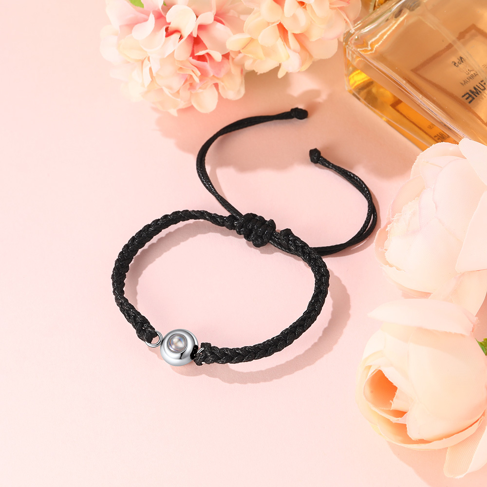 Bracelet Photo Projection Personnalisé en Corde Tressée