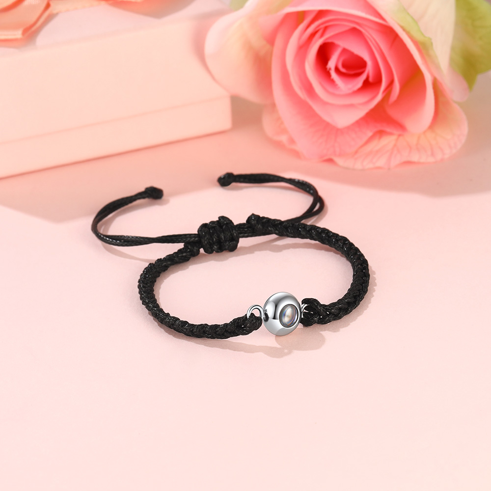 Bracelet Photo Projection Personnalisé en Corde Tressée