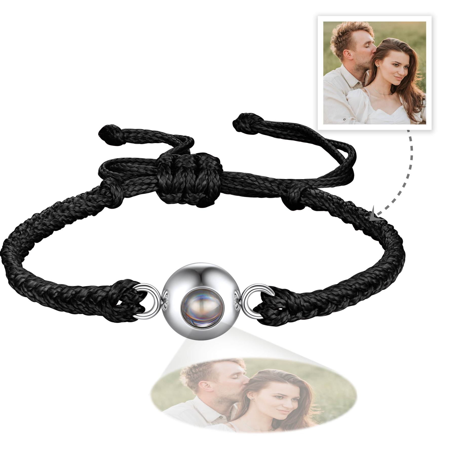 Bracelet Photo Projection Personnalisé en Corde Tressée