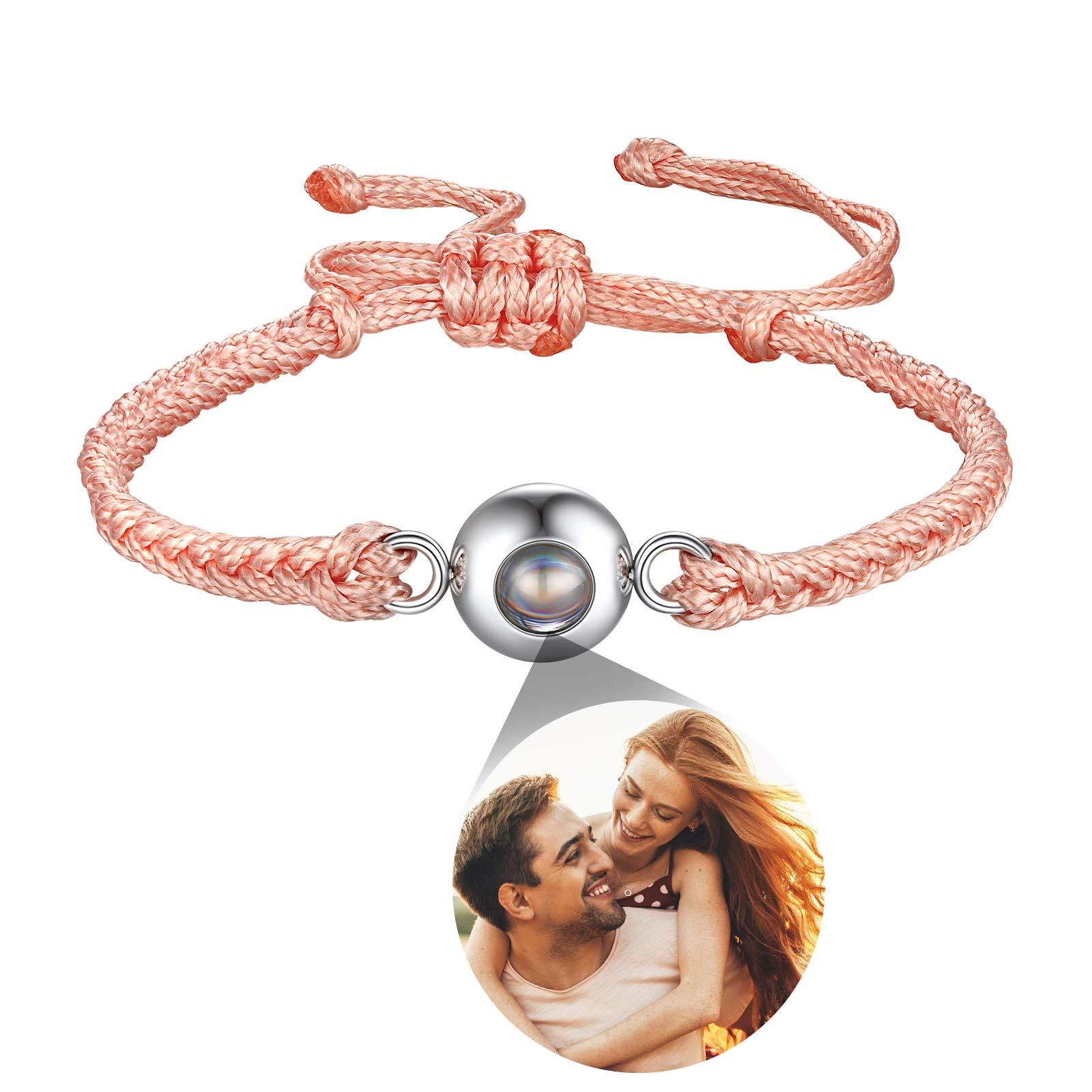Bracelet Photo Projection Personnalisé en Corde Tressée