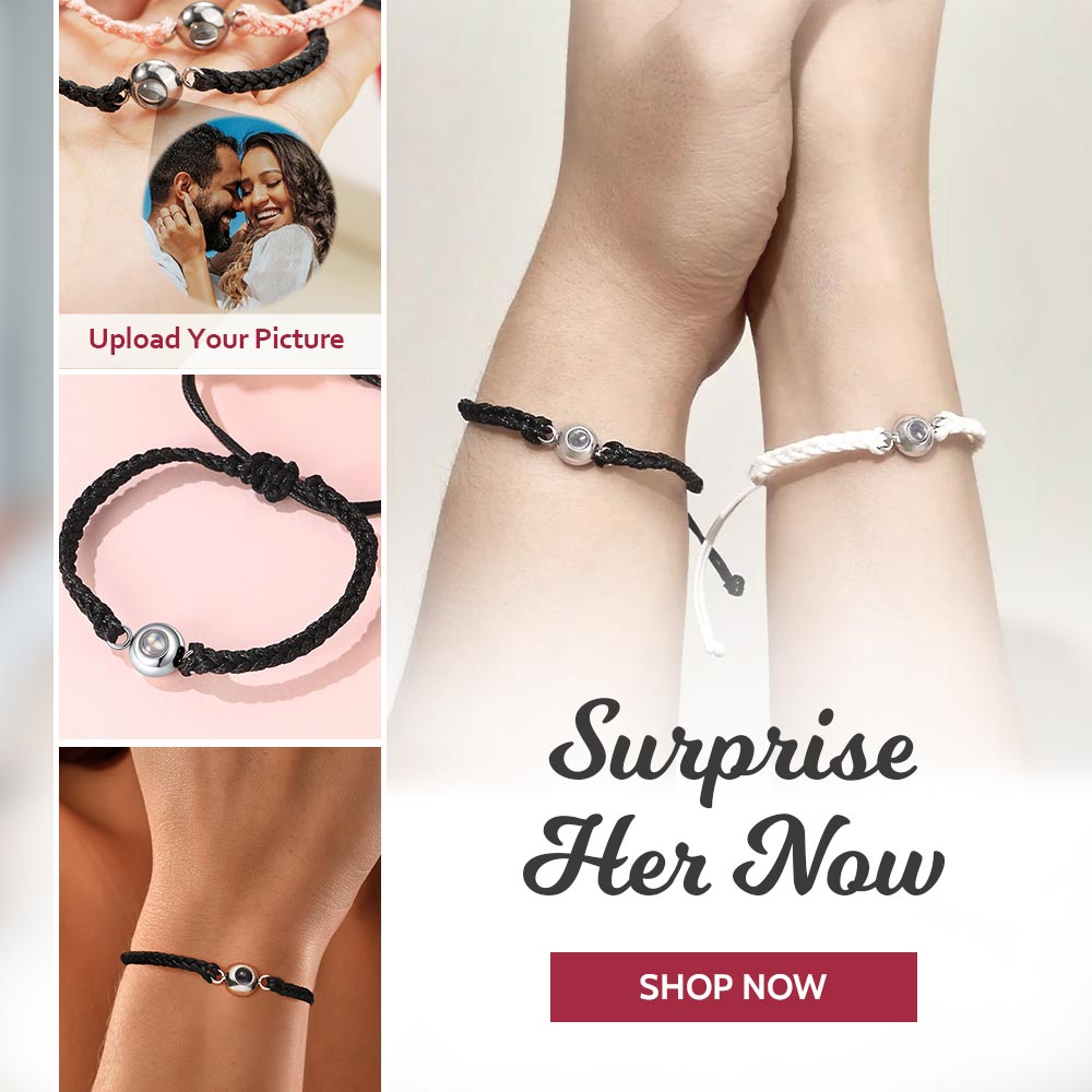 Bracelet Photo Projection Personnalisé en Corde Tressée