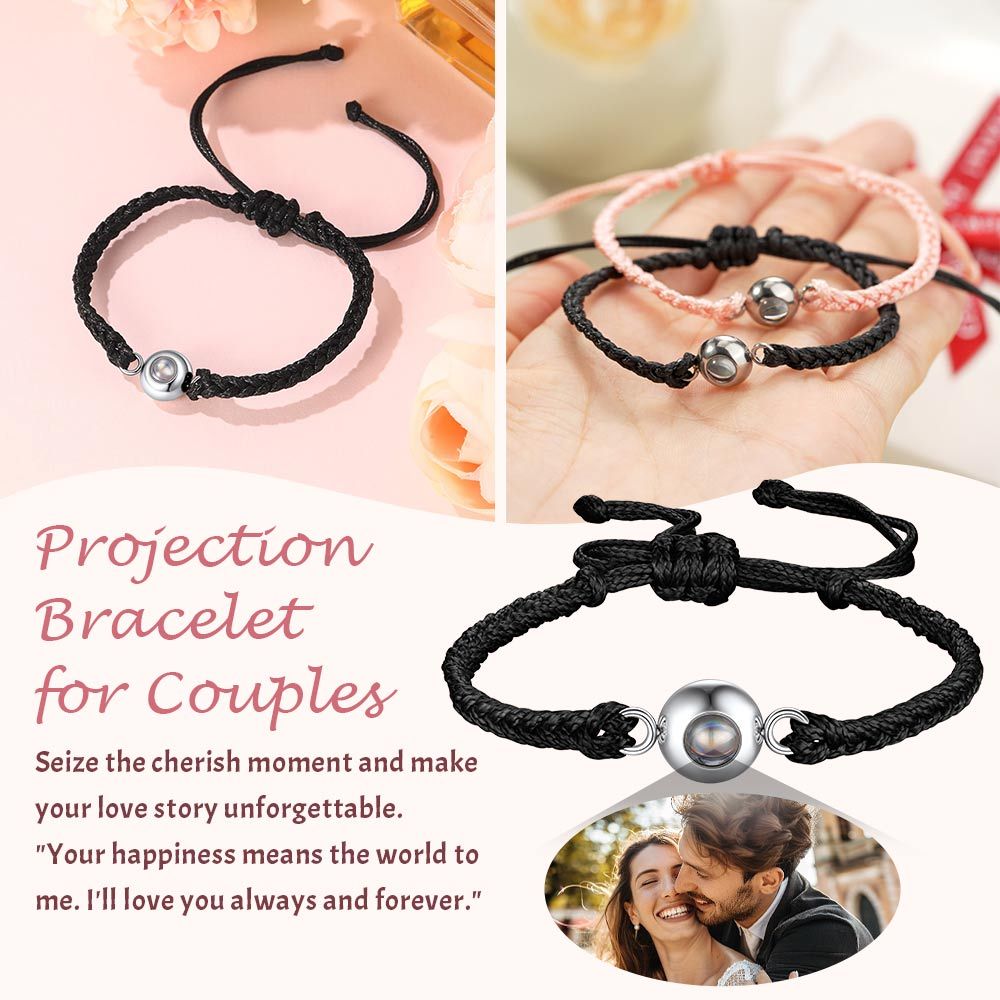 Bracelet Photo Projection Personnalisé en Corde Tressée