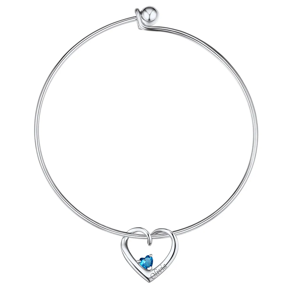 Bracelet Personnalisé avec Charms Cœur et Pierres de Naissance