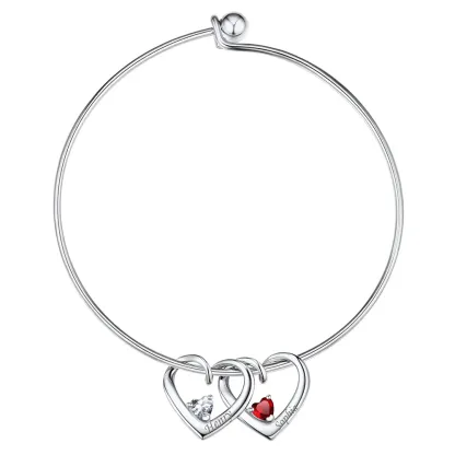 Bracelet Personnalisé avec Charms Cœur et Pierres de Naissance