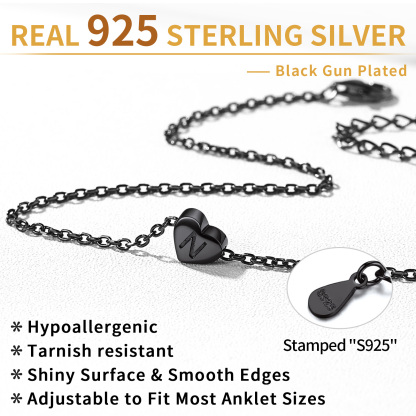 Bracelet de Cheville Cœur avec Initiale Personnalisée pour Femme taille