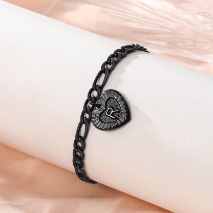 Bracelet de Cheville Chaîne Figaro avec Charm Cœur et Initiale pour Femme