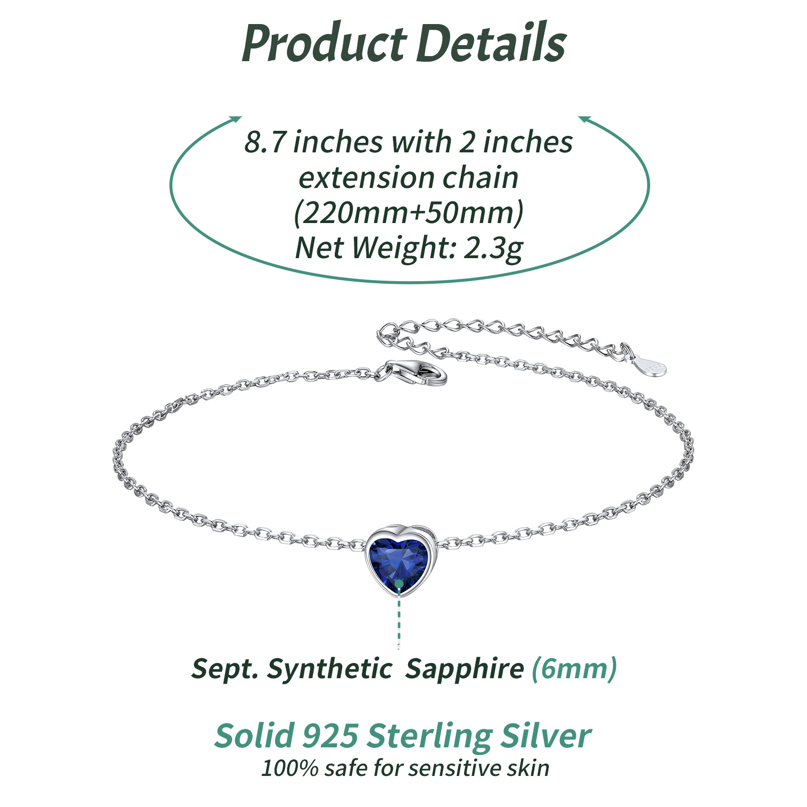 Bracelet de Cheville Coeur femme taille