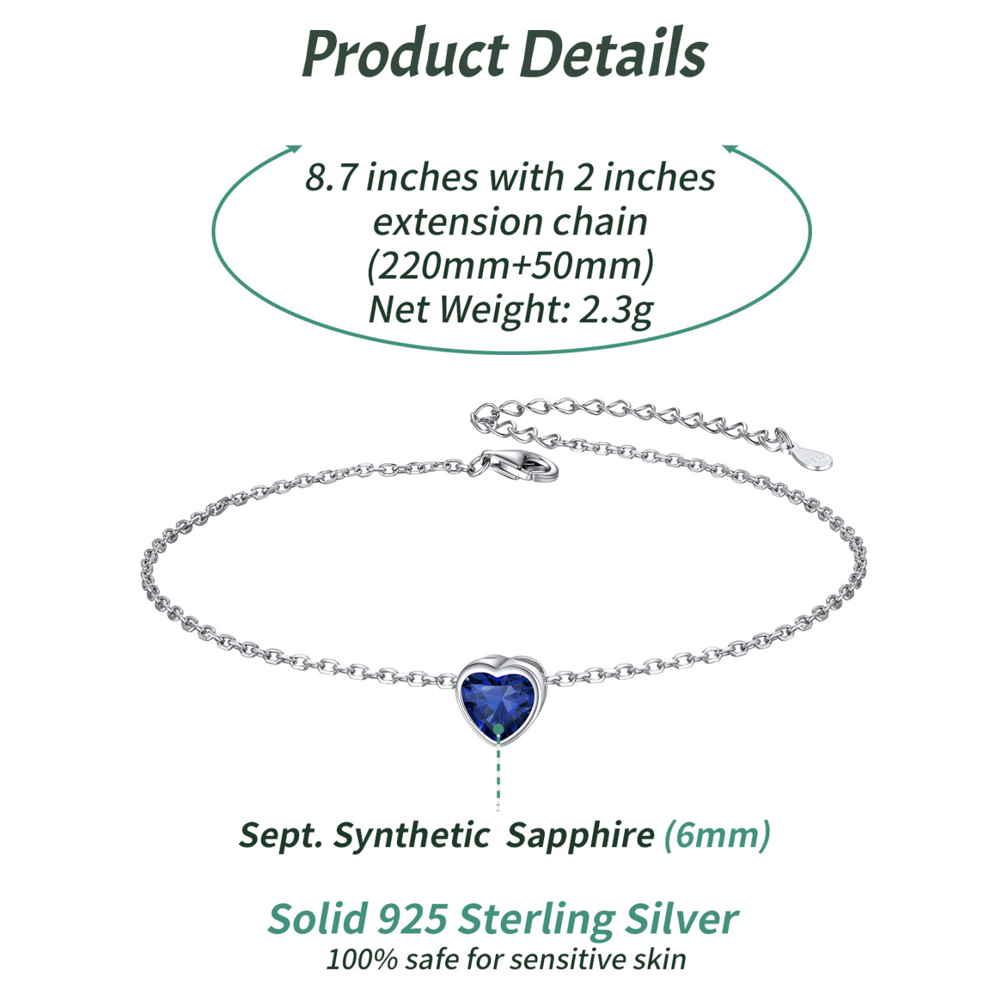 Bracelet de Cheville Coeur femme taille