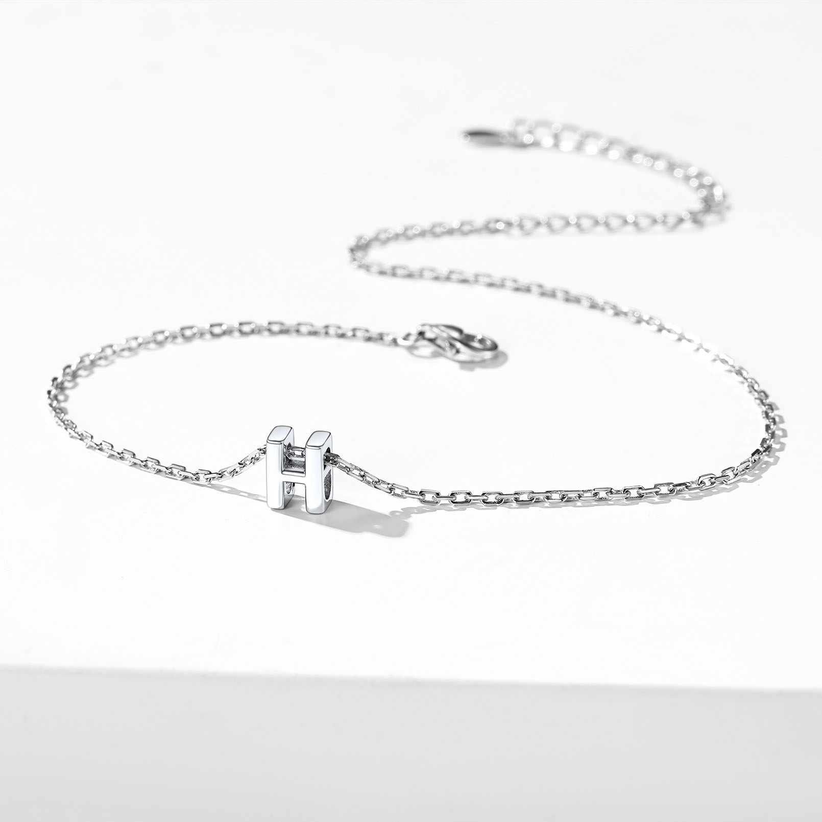 Bracelet de Cheville Femme avec Initiale argenté