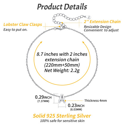 Bracelet de Cheville Femme avec Initiale détail