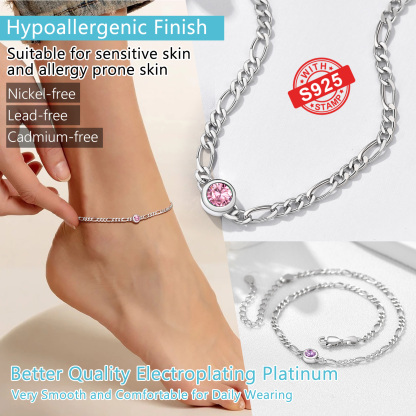 Bracelet de Cheville Figaro avec Pierre de Naissance détail