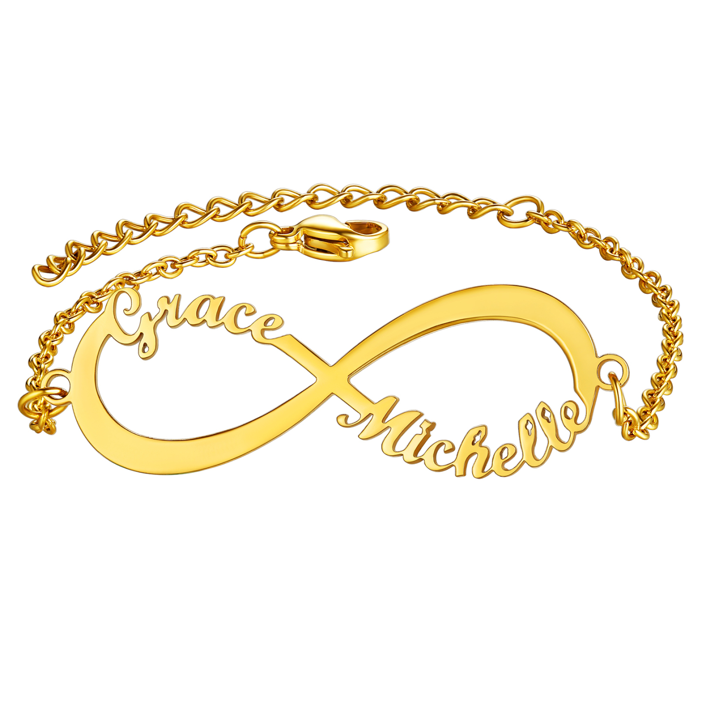 Bracelet de Cheville Infini Personnalisé avec 1 à 4 Prénoms pour Femme