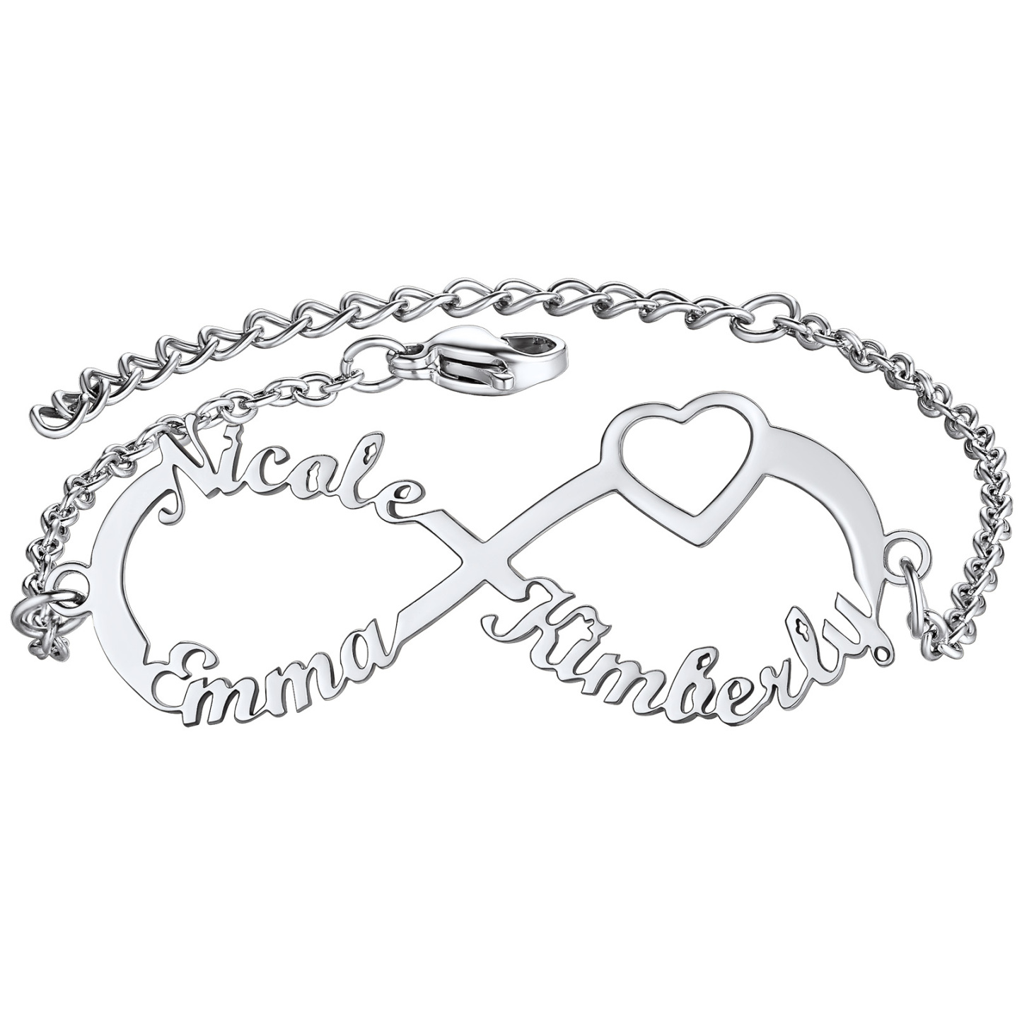 Bracelet de Cheville Infini Personnalisé avec 1 à 4 Prénoms pour Femme
