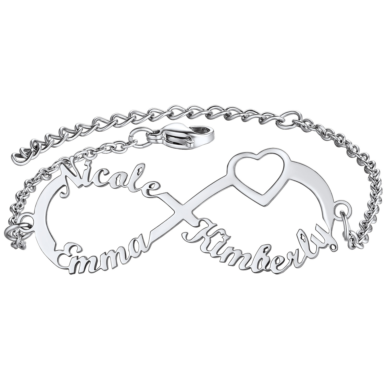 Bracelet de Cheville Infini Personnalisé avec 1 à 4 Prénoms pour Femme
