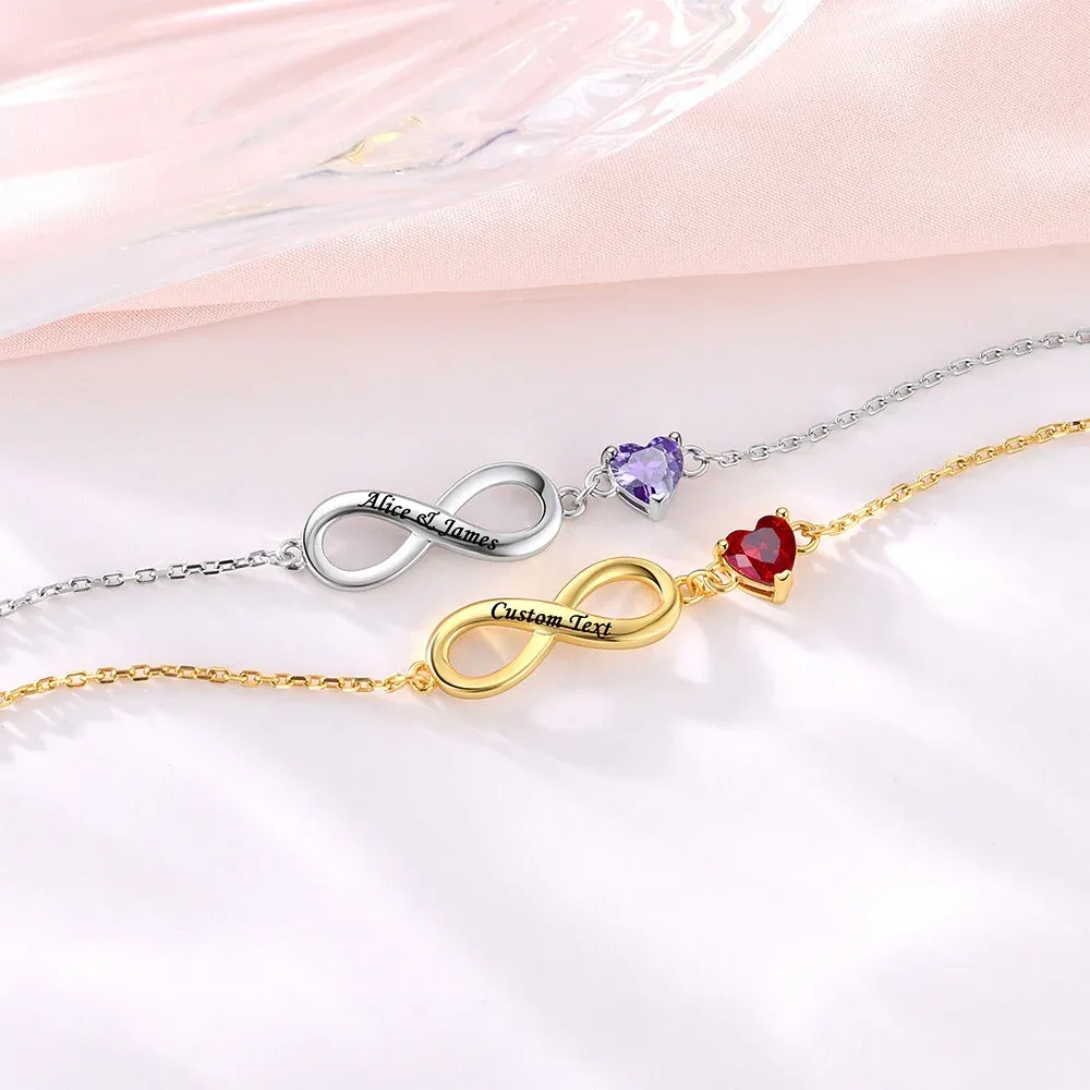 Bracelet de Cheville Infini Personnalisé avec Pierre de Naissance