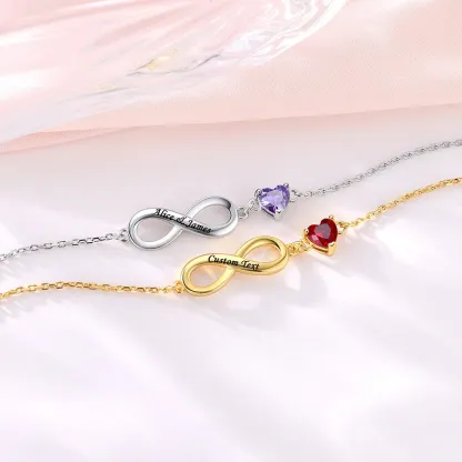 Bracelet de Cheville Infini Personnalisé avec Pierre de Naissance