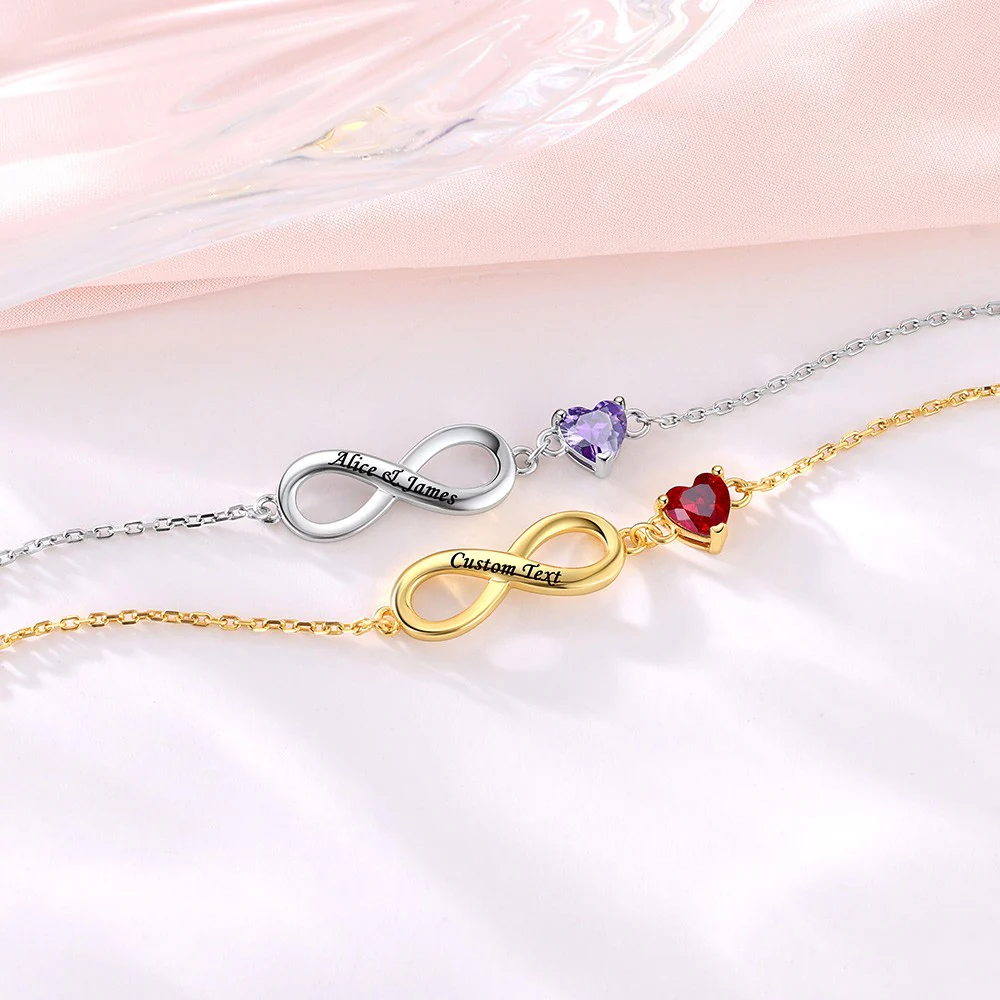Bracelet de Cheville Infini Personnalisé avec Pierre de Naissance