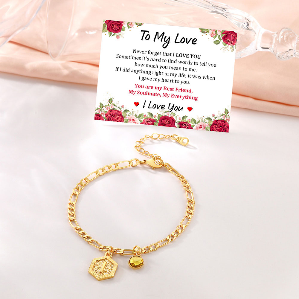 Bracelet de Cheville Initiale Personnalisé avec Pierre de Naissance