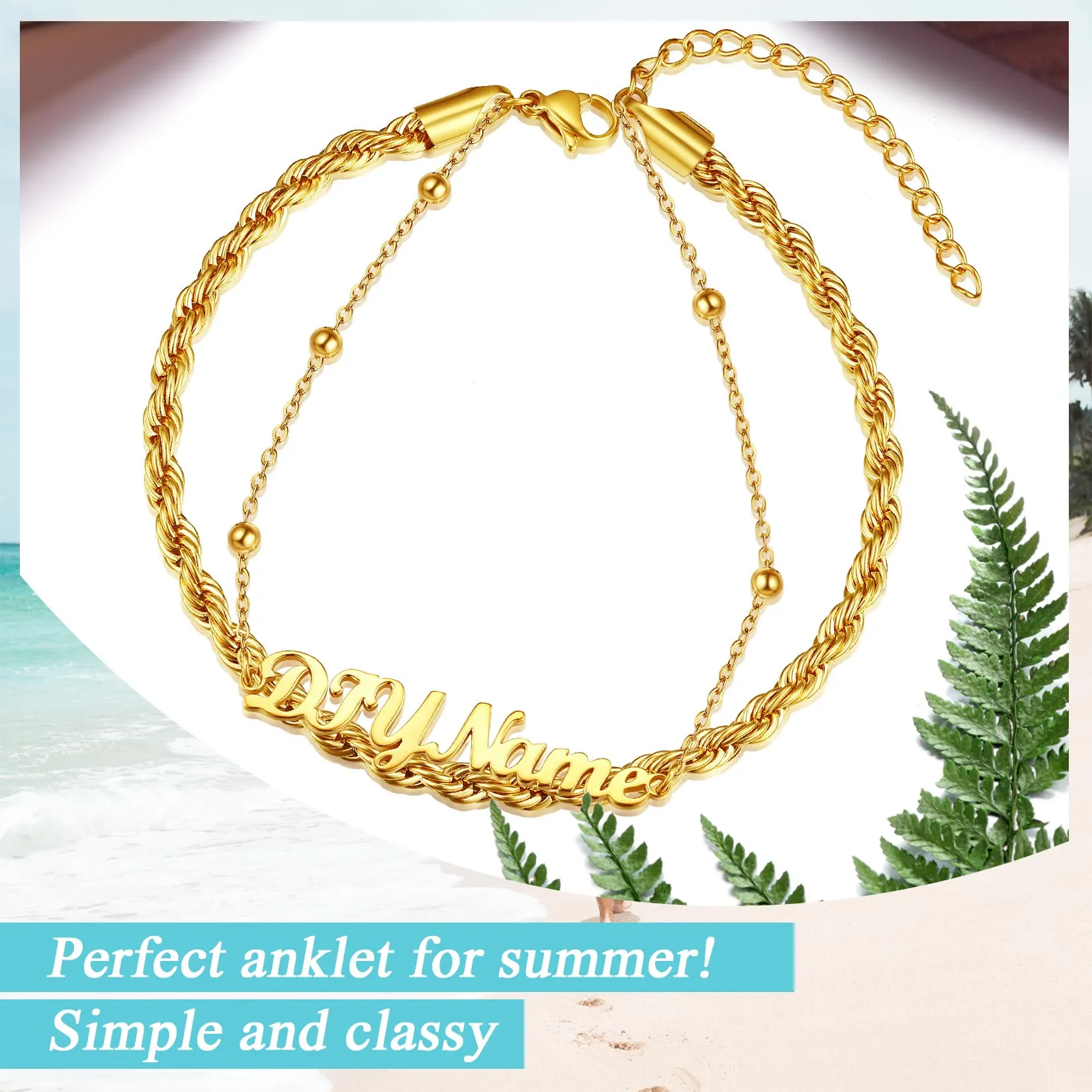 Bracelet de Cheville Personnalisé avec Nom été