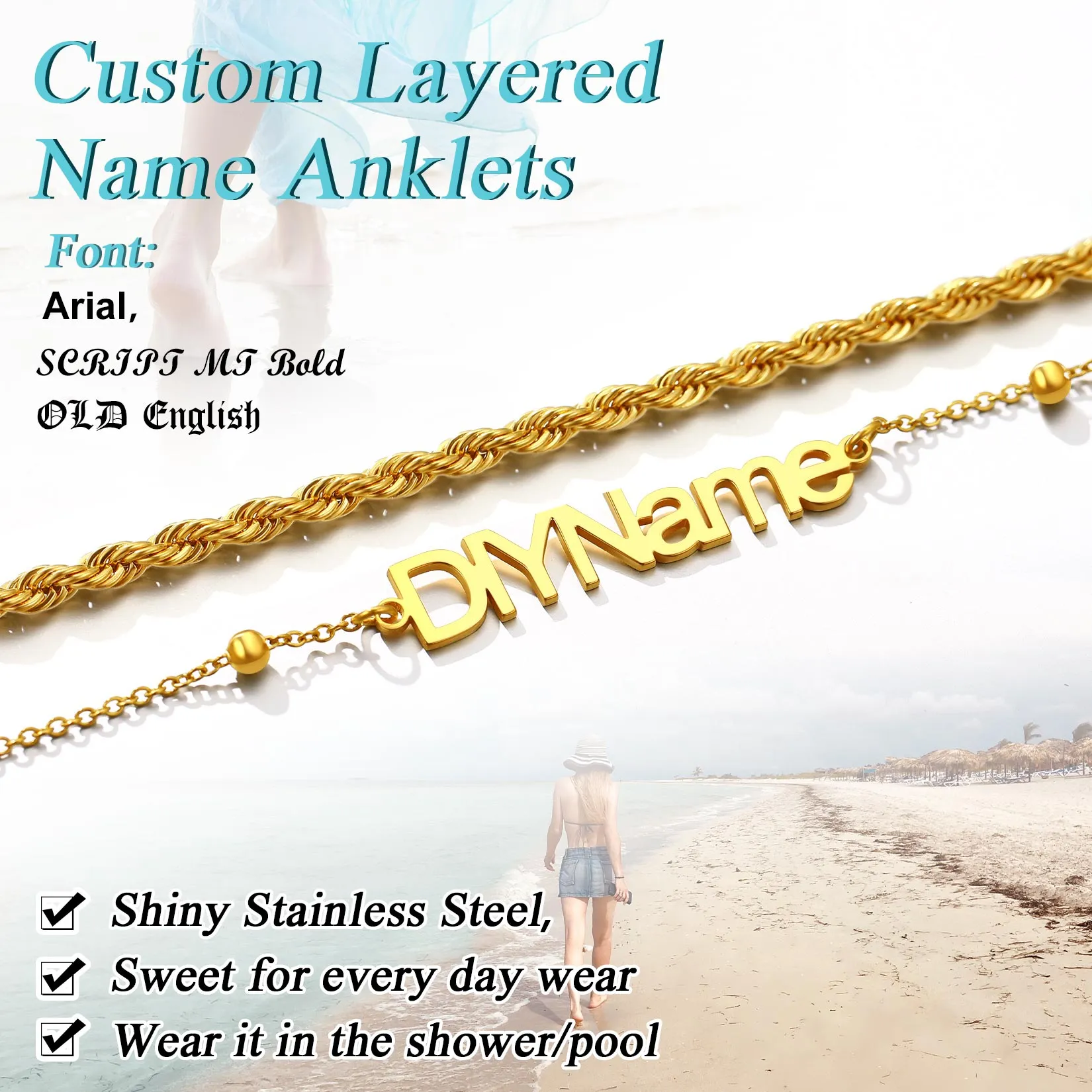 Bracelet de Cheville Personnalisé avec Nom détail